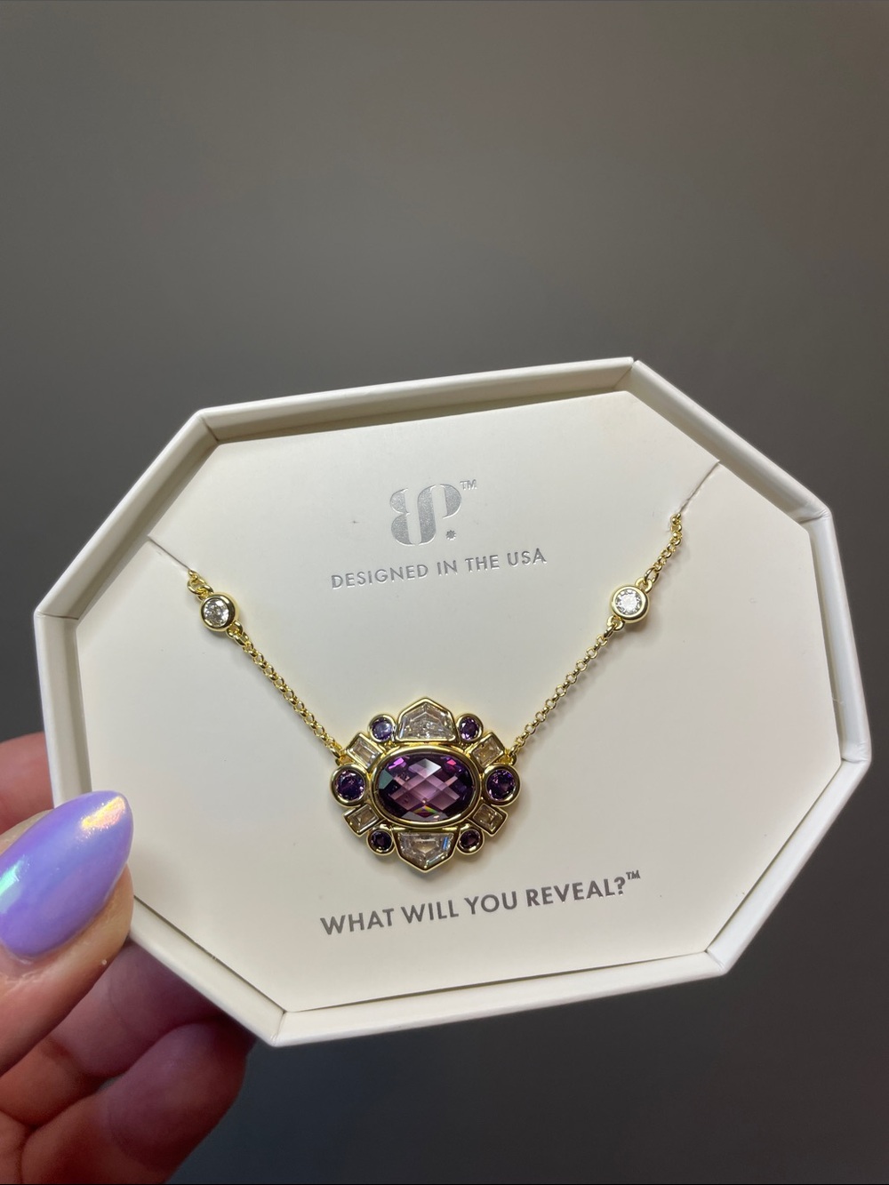 Bomb Party "Ethereal Edge" NK80887 Amethyst CZ on Gold Plating $148 MSRP